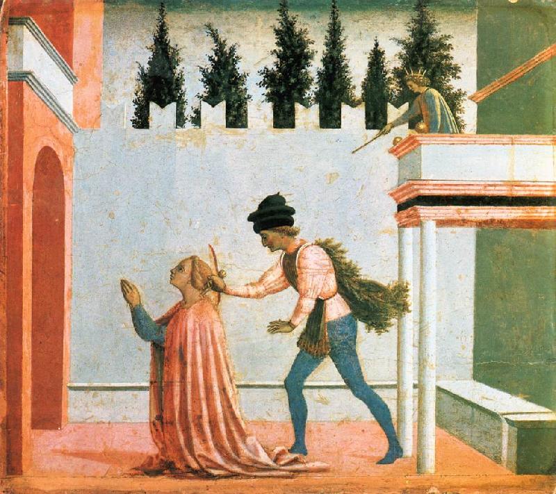 DOMENICO VENEZIANO Martyrdom of St Lucy (predella 5) dg oil painting picture